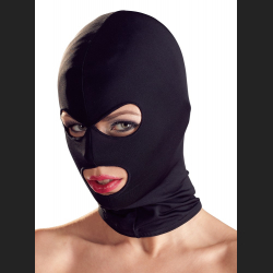Elastyczna maska z trzema otworami na oczy i usta. Obcisła maska BDSM
