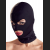 Elastyczna maska z trzema otworami na oczy i usta. Obcisła maska BDSM